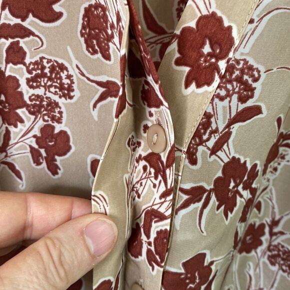 Bishop + Young Floral Button Front Long Sleeve Eva Blouse Split V-Neck Oversized - Picture 4 of 16